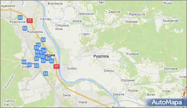 mapa Pysznica, Pysznica na mapie Targeo