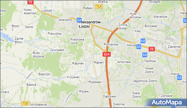 mapa Rąbień AB, Rąbień AB na mapie Targeo