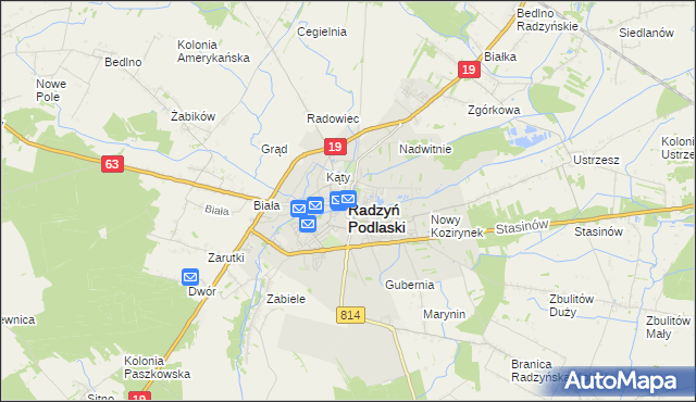mapa Radzyń Podlaski, Radzyń Podlaski na mapie Targeo