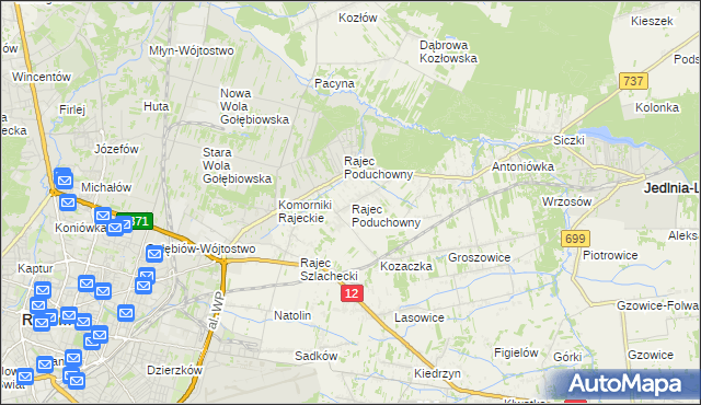 mapa Rajec Poduchowny, Rajec Poduchowny na mapie Targeo