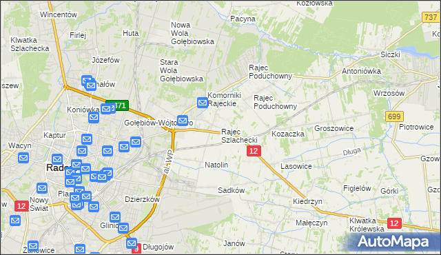 mapa Rajec Szlachecki, Rajec Szlachecki na mapie Targeo