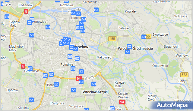 mapa Rakowiec gmina Wrocław, Rakowiec gmina Wrocław na mapie Targeo