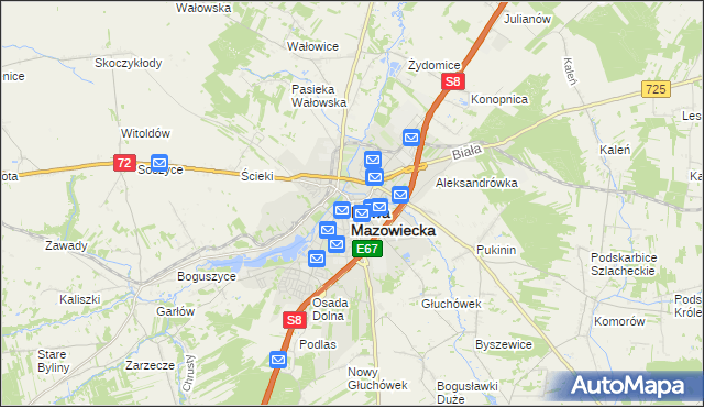 mapa Rawa Mazowiecka, Rawa Mazowiecka na mapie Targeo