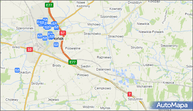 mapa Raźniewo, Raźniewo na mapie Targeo