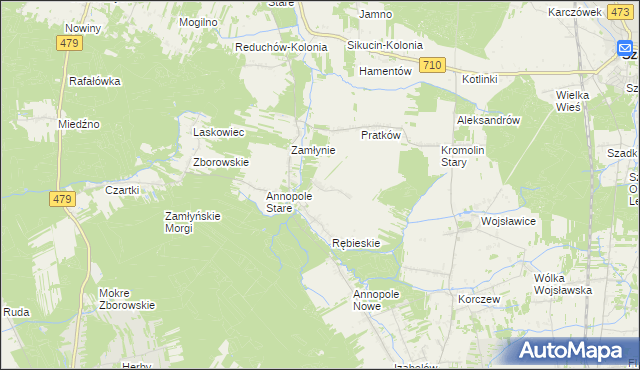 mapa Rębieskie-Kolonia, Rębieskie-Kolonia na mapie Targeo