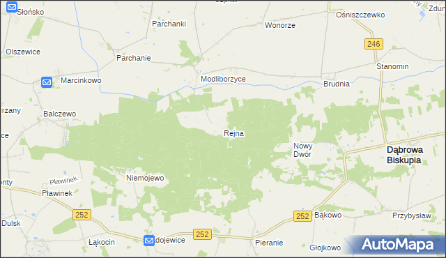 mapa Rejna, Rejna na mapie Targeo