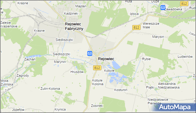 mapa Rejowiec powiat chełmski, Rejowiec powiat chełmski na mapie Targeo