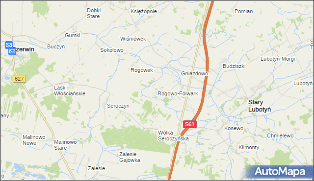 mapa Rogowo-Folwark, Rogowo-Folwark na mapie Targeo