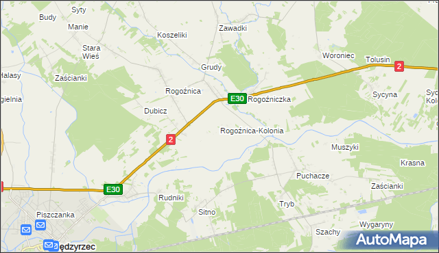 mapa Rogoźnica-Kolonia, Rogoźnica-Kolonia na mapie Targeo