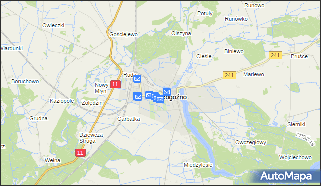 mapa Rogoźno powiat obornicki, Rogoźno powiat obornicki na mapie Targeo