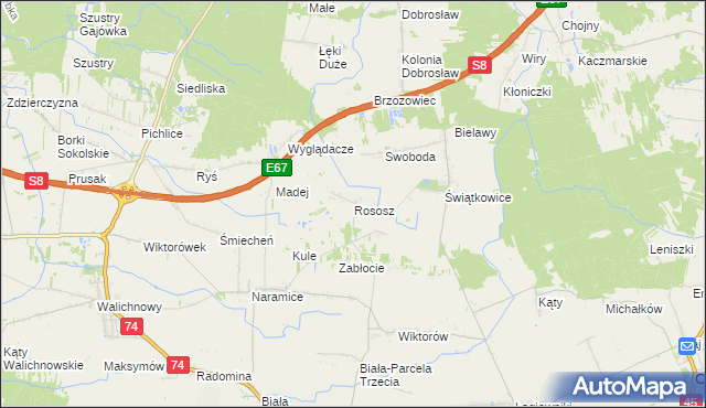 mapa Rososz gmina Biała, Rososz gmina Biała na mapie Targeo