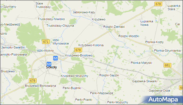 mapa Roszki-Chrzczony, Roszki-Chrzczony na mapie Targeo