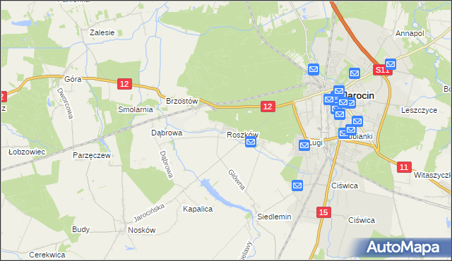 mapa Roszków gmina Jarocin, Roszków gmina Jarocin na mapie Targeo