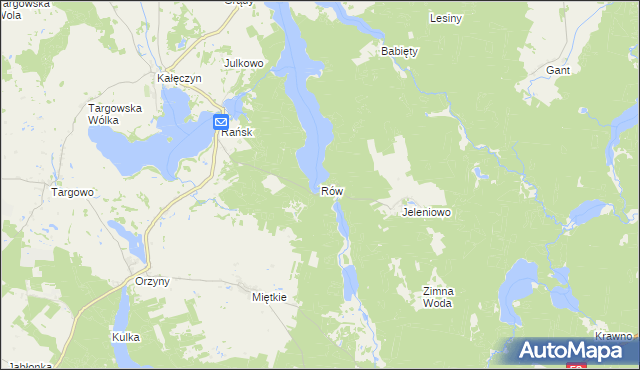 mapa Rów gmina Dźwierzuty, Rów gmina Dźwierzuty na mapie Targeo