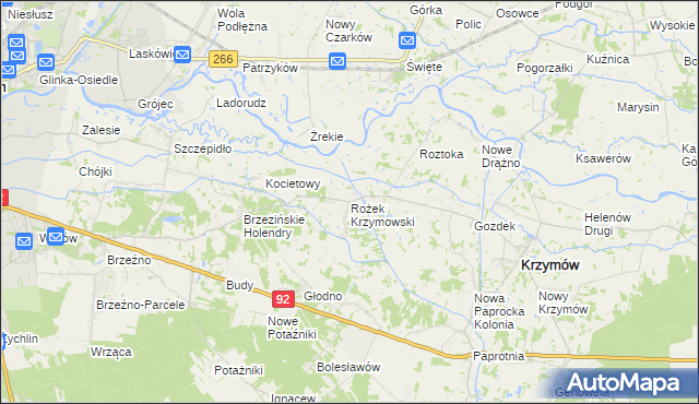 mapa Rożek Krzymowski, Rożek Krzymowski na mapie Targeo
