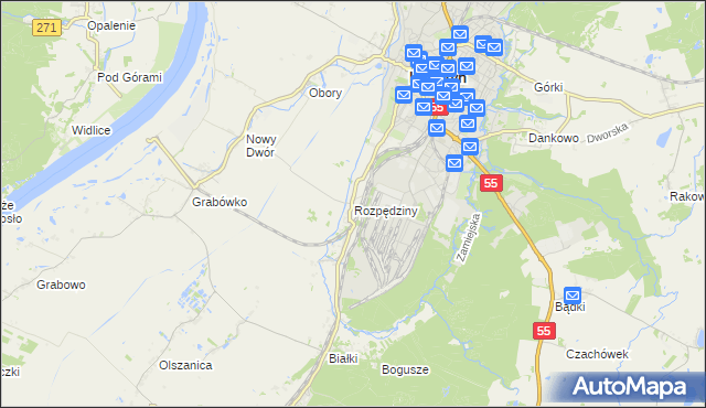 mapa Rozpędziny, Rozpędziny na mapie Targeo