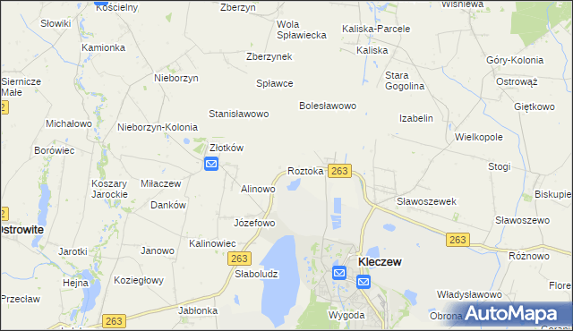 mapa Roztoka gmina Kleczew, Roztoka gmina Kleczew na mapie Targeo