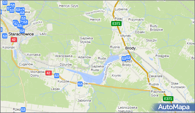 mapa Ruda gmina Brody, Ruda gmina Brody na mapie Targeo