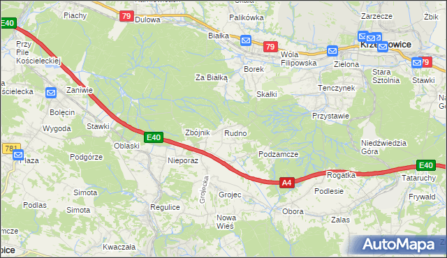 mapa Rudno gmina Krzeszowice, Rudno gmina Krzeszowice na mapie Targeo