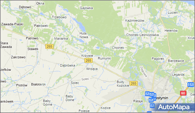 mapa Rumunki gmina Gostynin, Rumunki gmina Gostynin na mapie Targeo