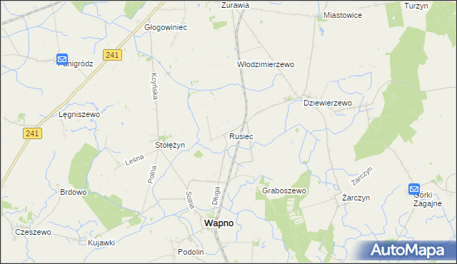 mapa Rusiec gmina Wapno, Rusiec gmina Wapno na mapie Targeo