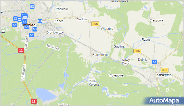 mapa Rusinowice, Rusinowice na mapie Targeo