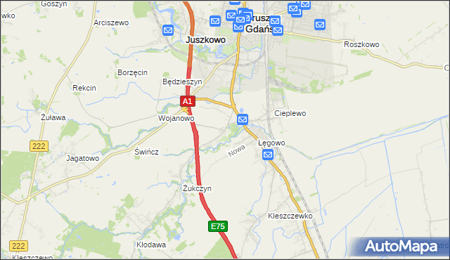 mapa Rusocin gmina Pruszcz Gdański, Rusocin gmina Pruszcz Gdański na mapie Targeo