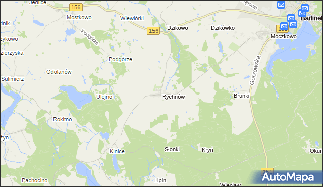 mapa Rychnów gmina Barlinek, Rychnów gmina Barlinek na mapie Targeo