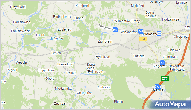 mapa Rykoszyn, Rykoszyn na mapie Targeo