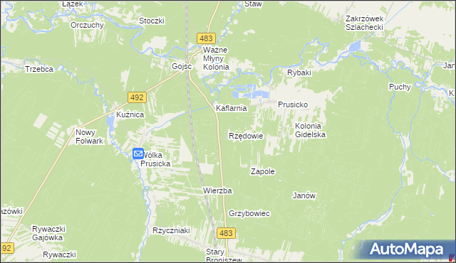 mapa Rzędowie, Rzędowie na mapie Targeo