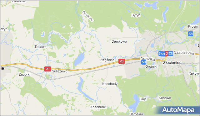 mapa Rzęśnica, Rzęśnica na mapie Targeo