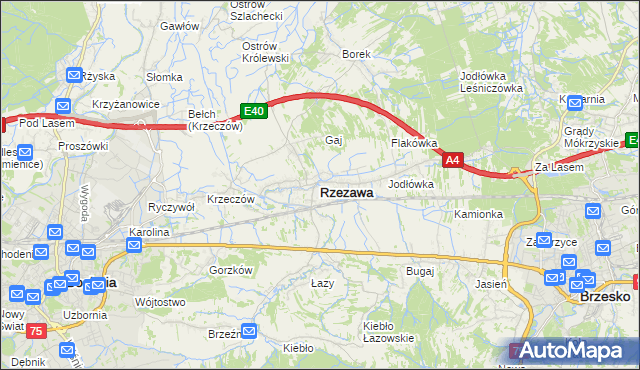 mapa Rzezawa, Rzezawa na mapie Targeo