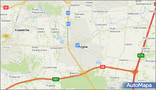 mapa Rzgów powiat łódzki wschodni, Rzgów powiat łódzki wschodni na mapie Targeo