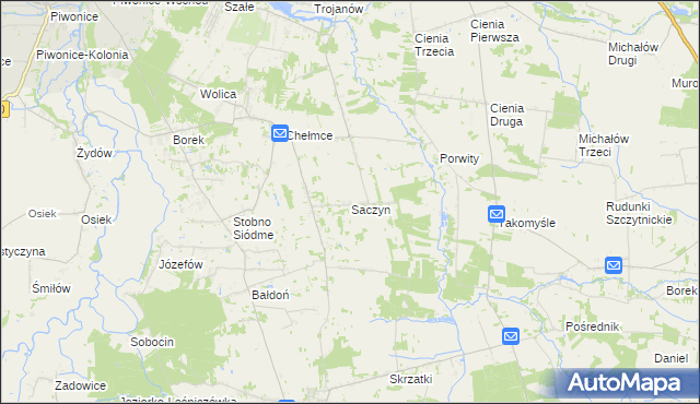 mapa Saczyn, Saczyn na mapie Targeo