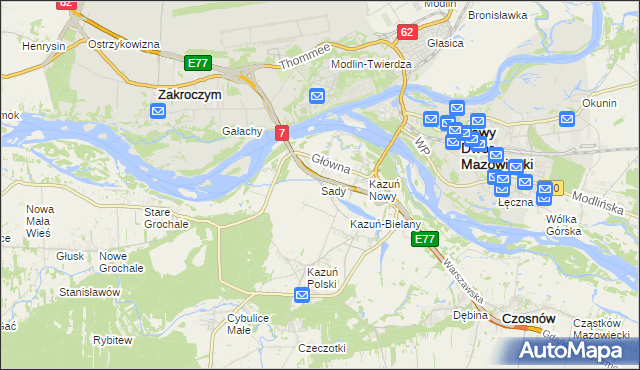 mapa Sady gmina Czosnów, Sady gmina Czosnów na mapie Targeo