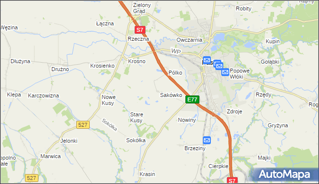 mapa Sakówko, Sakówko na mapie Targeo