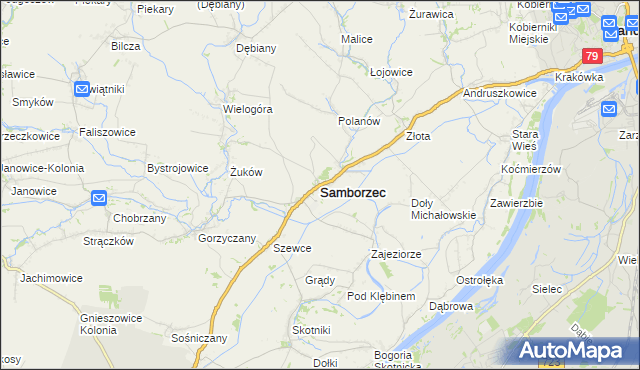 mapa Samborzec, Samborzec na mapie Targeo