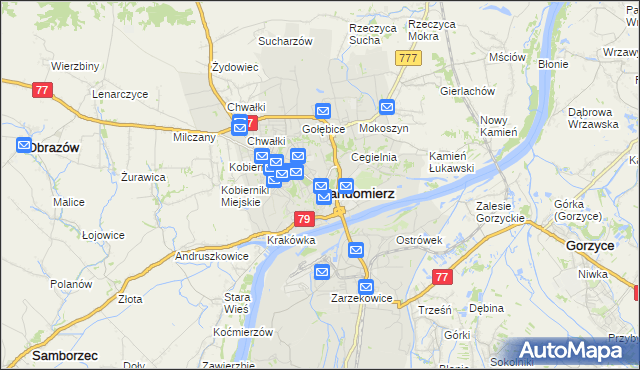 mapa Sandomierza, Sandomierz na mapie Targeo