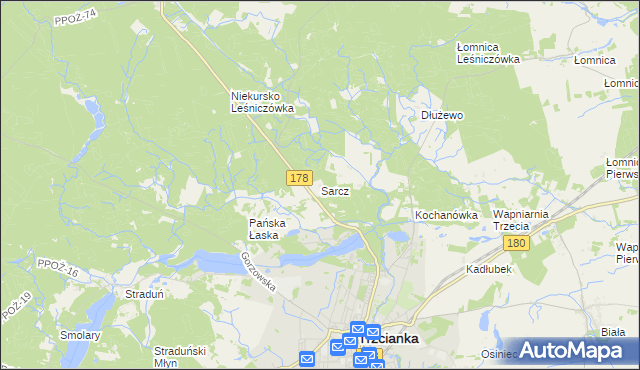 mapa Sarcz, Sarcz na mapie Targeo