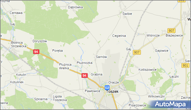 mapa Sarnów gmina Toszek, Sarnów gmina Toszek na mapie Targeo