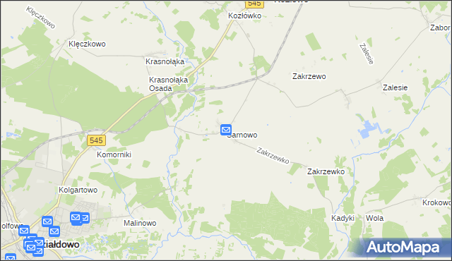 mapa Sarnowo gmina Kozłowo, Sarnowo gmina Kozłowo na mapie Targeo