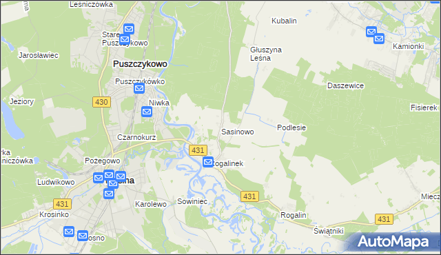 mapa Sasinowo, Sasinowo na mapie Targeo