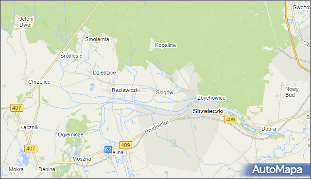 mapa Ścigów, Ścigów na mapie Targeo