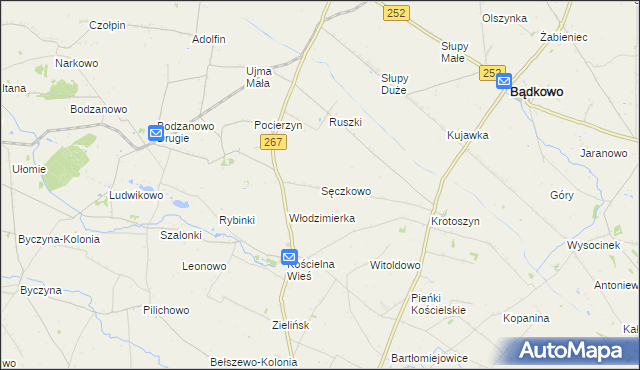 mapa Sęczkowo gmina Osięciny, Sęczkowo gmina Osięciny na mapie Targeo