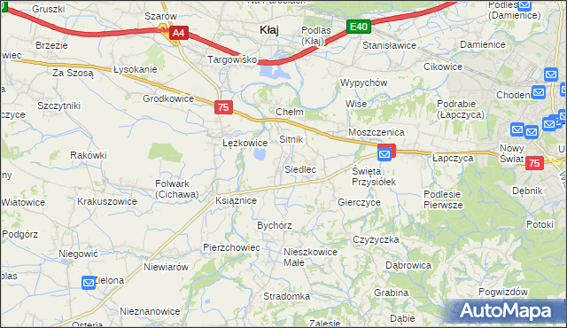 mapa Siedlec gmina Bochnia, Siedlec gmina Bochnia na mapie Targeo