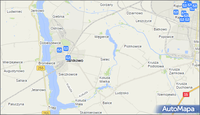 mapa Sielec gmina Janikowo, Sielec gmina Janikowo na mapie Targeo