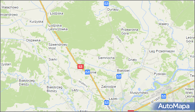 mapa Siemnocha, Siemnocha na mapie Targeo