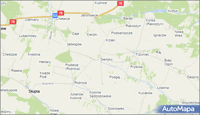 mapa Sieńsko, Sieńsko na mapie Targeo