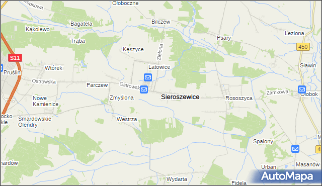 mapa Sieroszewice, Sieroszewice na mapie Targeo