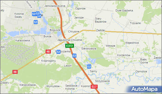 mapa Sierskowola, Sierskowola na mapie Targeo